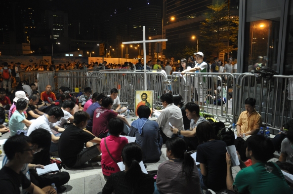 Christians pray in protest area